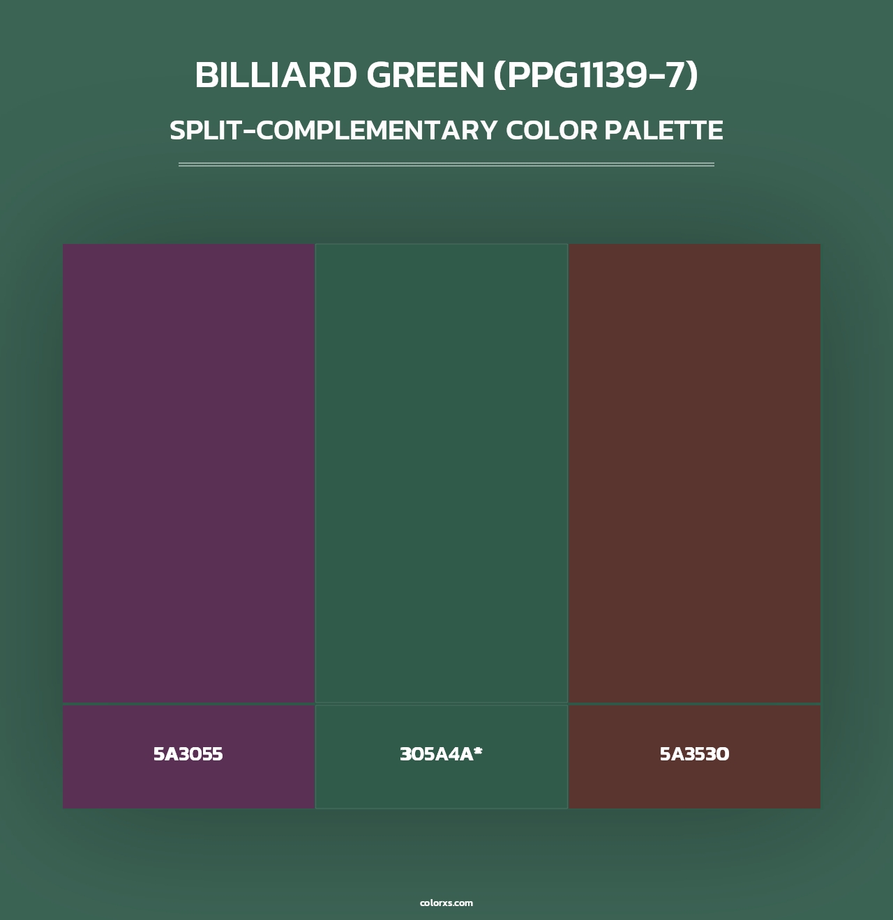 Billiard Green (PPG1139-7) - Split-Complementary Color Palette