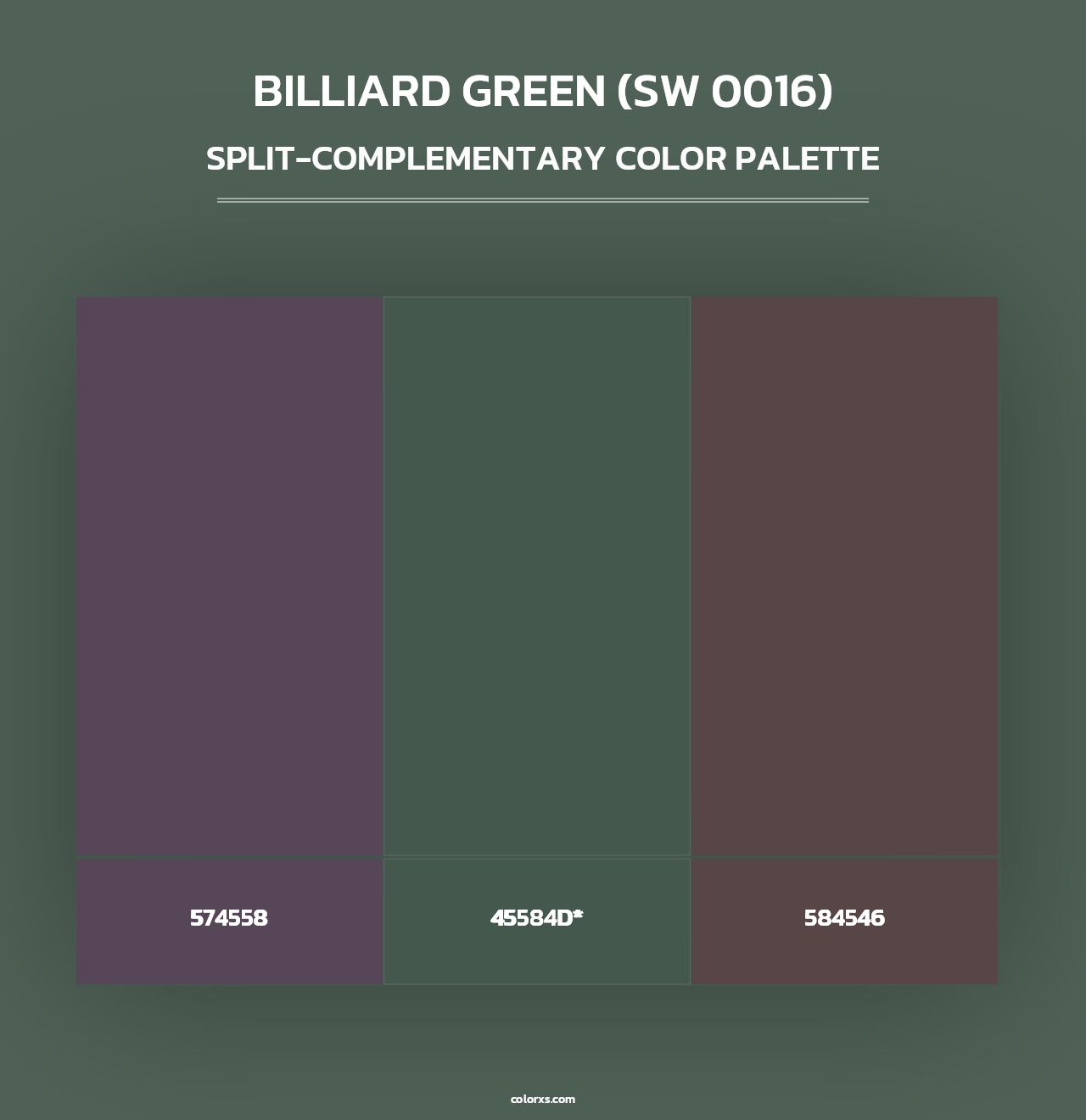 Billiard Green (SW 0016) - Split-Complementary Color Palette