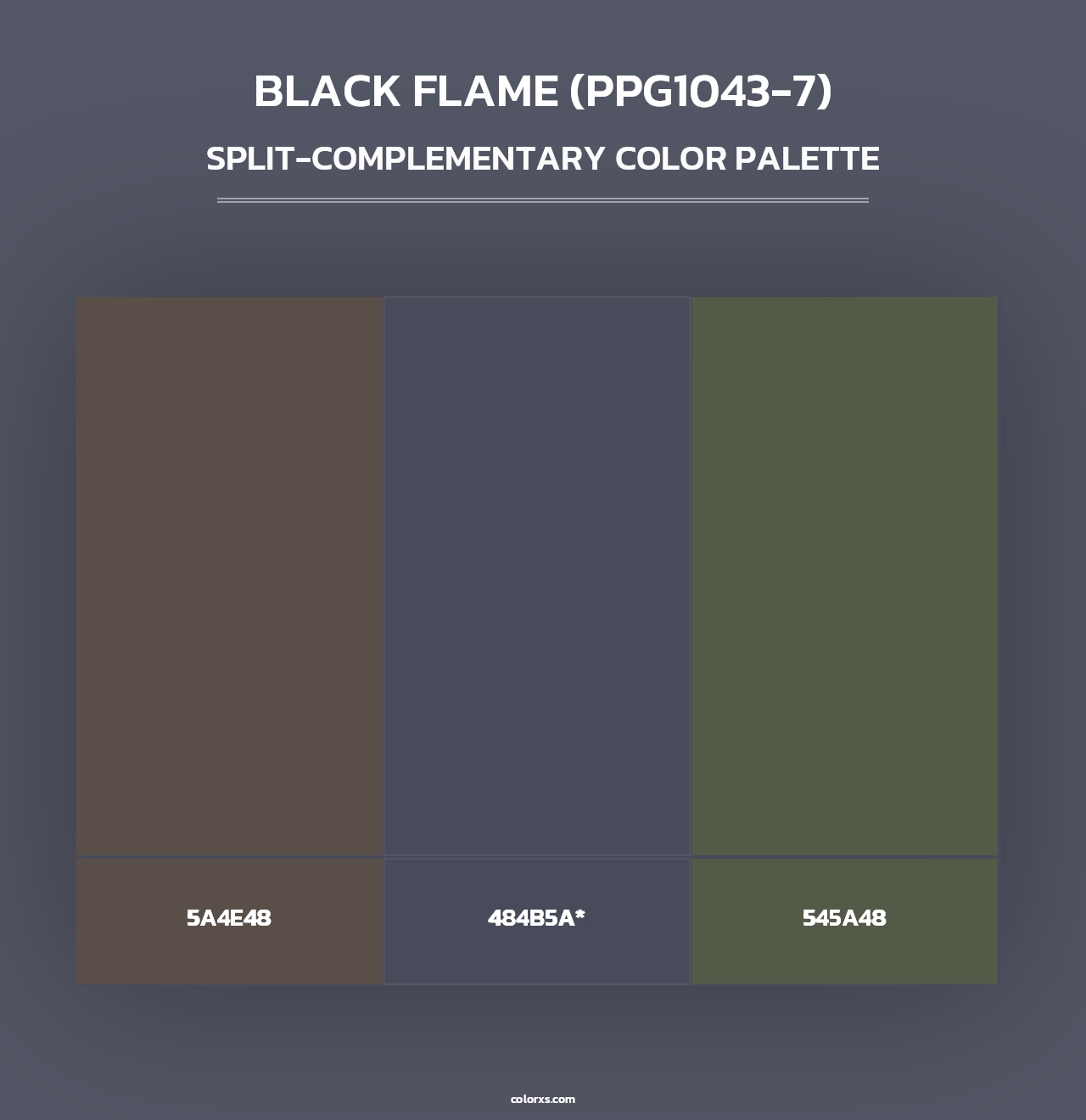Black Flame (PPG1043-7) - Split-Complementary Color Palette