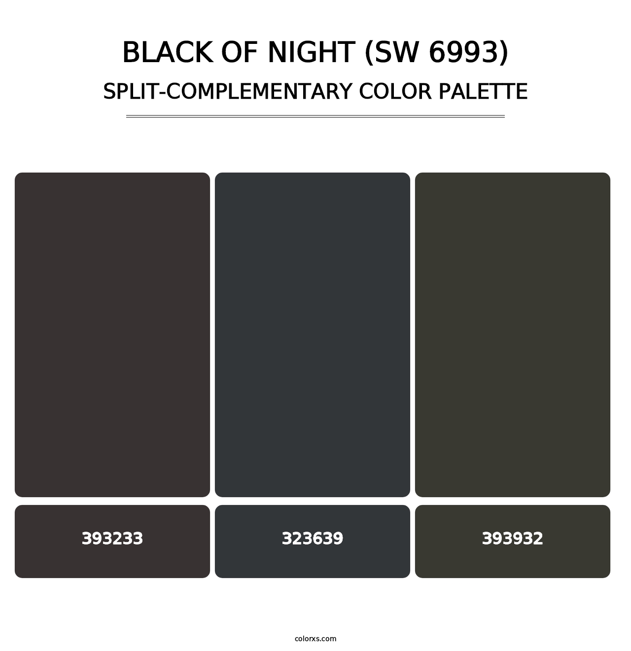 Black of Night (SW 6993) - Split-Complementary Color Palette