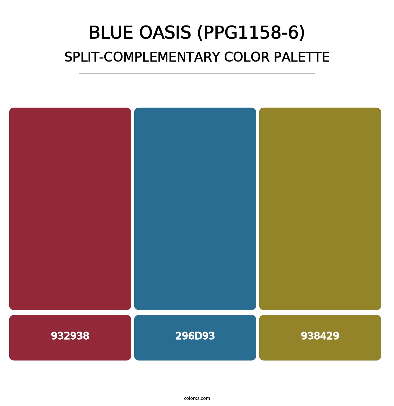 Blue Oasis (PPG1158-6) - Split-Complementary Color Palette