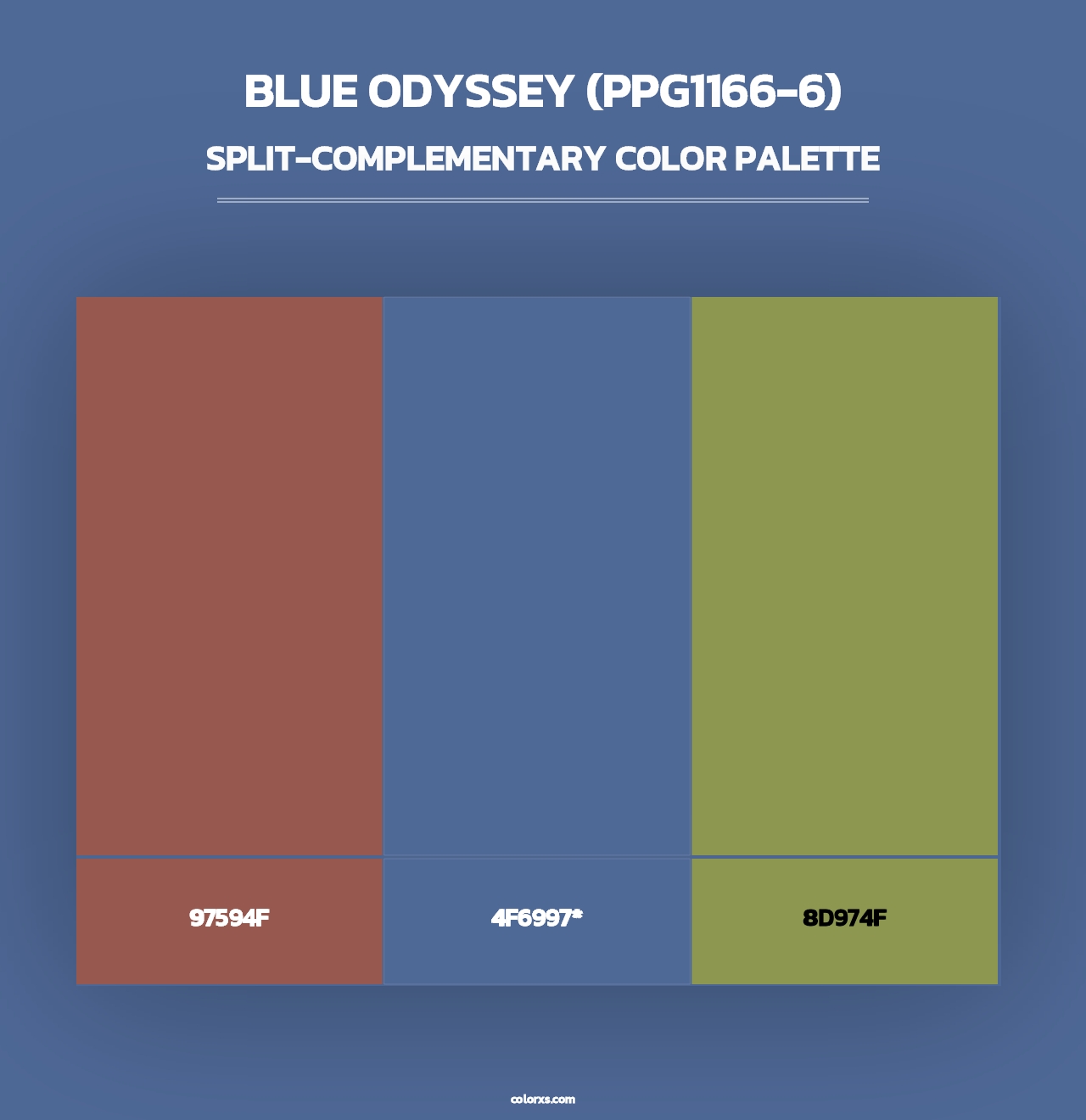 Blue Odyssey (PPG1166-6) - Split-Complementary Color Palette