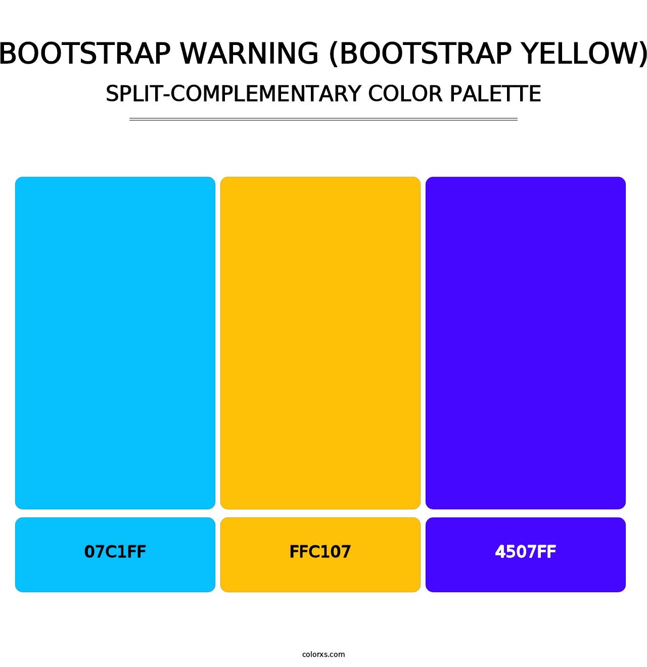Bootstrap Warning (Bootstrap Yellow) - Split-Complementary Color Palette