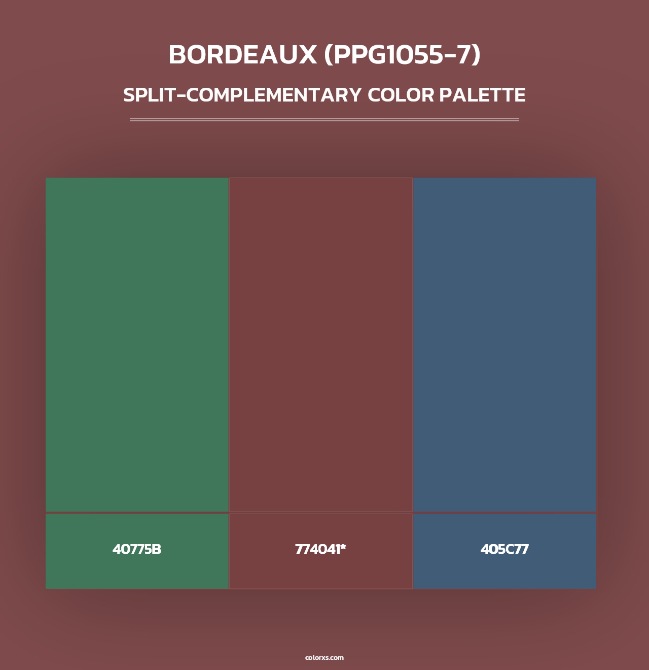 Bordeaux (PPG1055-7) - Split-Complementary Color Palette