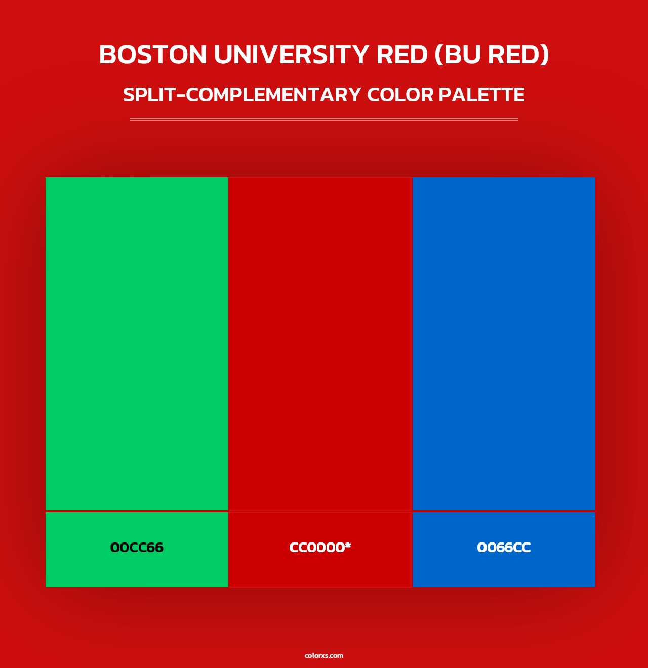 Boston University Red (BU Red) - Split-Complementary Color Palette