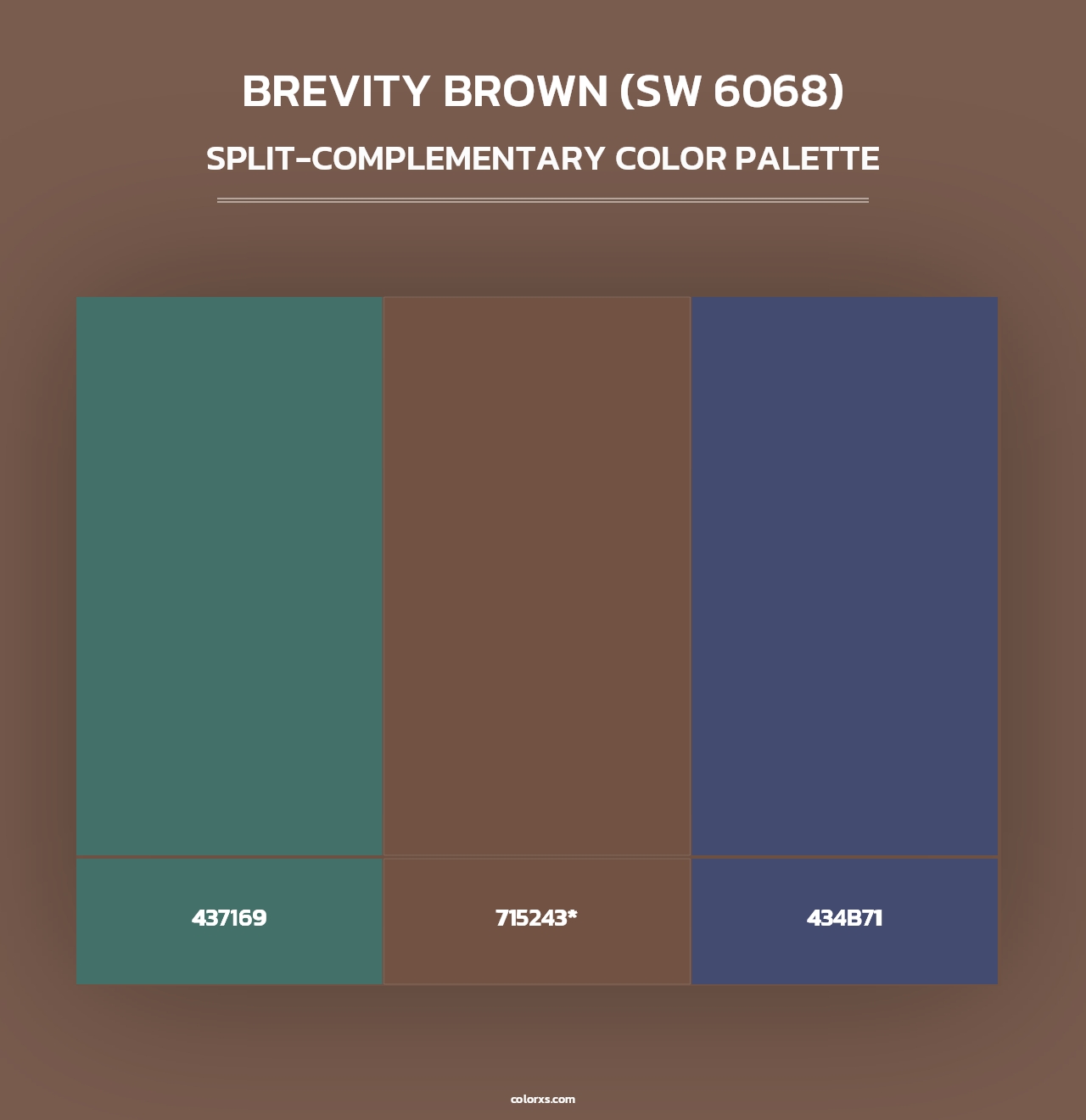 Brevity Brown (SW 6068) - Split-Complementary Color Palette