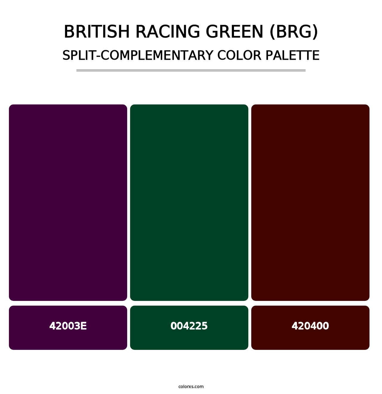 British Racing Green (BRG) - Split-Complementary Color Palette