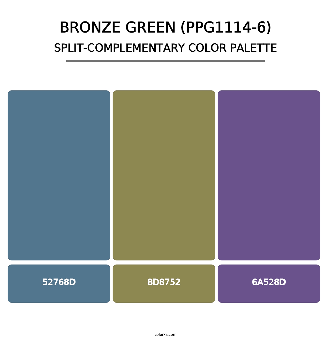 Bronze Green (PPG1114-6) - Split-Complementary Color Palette