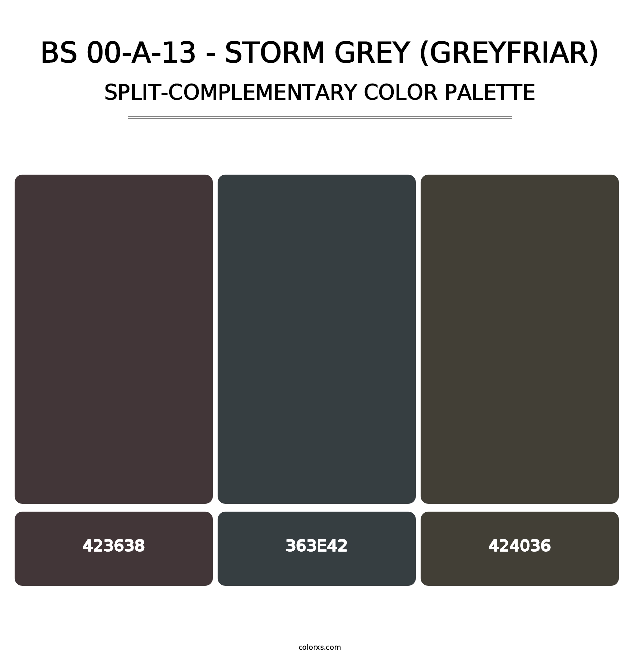 BS 00-A-13 - Storm Grey (Greyfriar) - Split-Complementary Color Palette