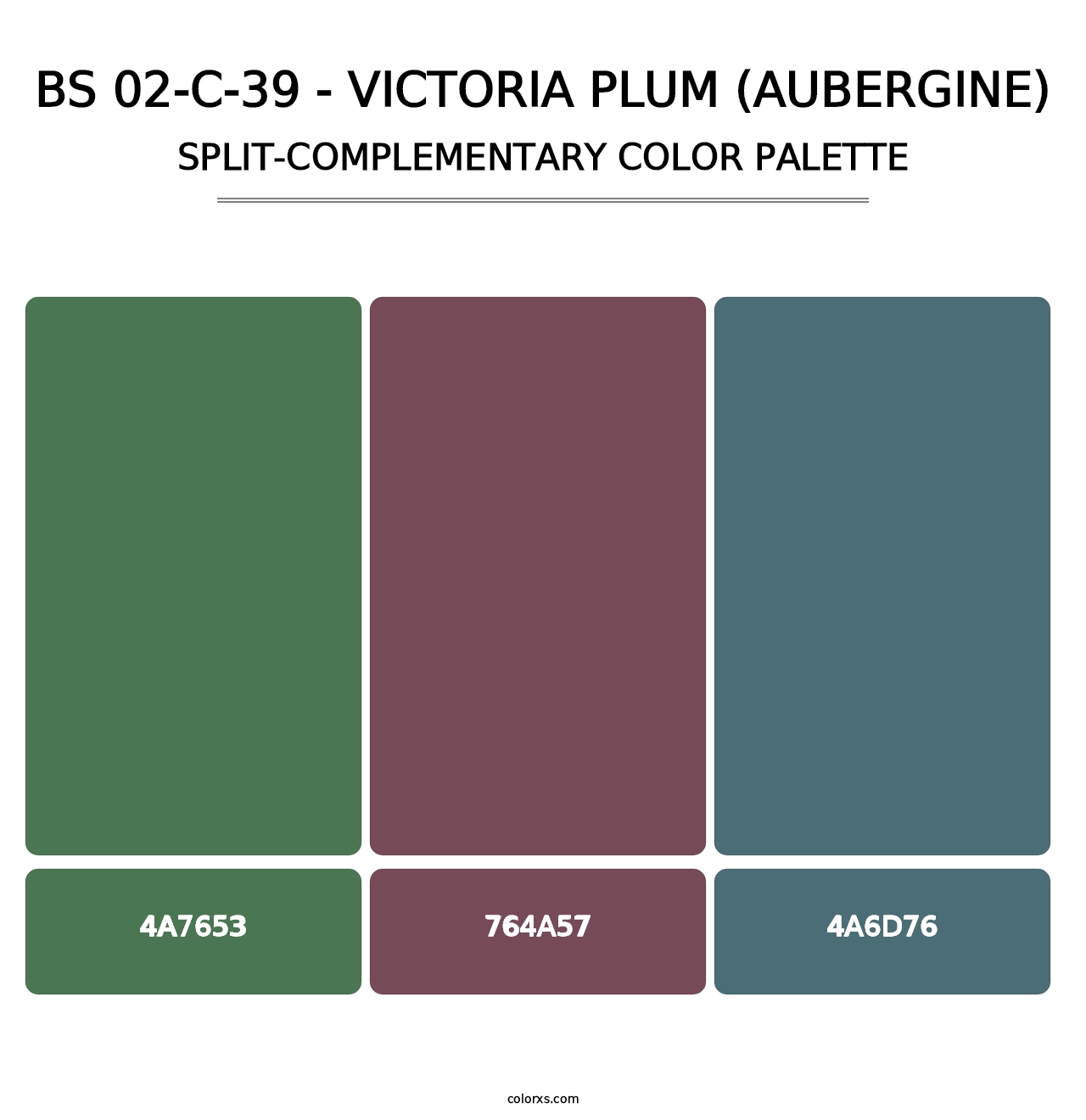 BS 02-C-39 - Victoria Plum (Aubergine) - Split-Complementary Color Palette