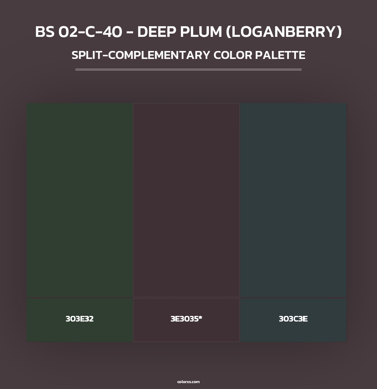 BS 02-C-40 - Deep Plum (Loganberry) - Split-Complementary Color Palette