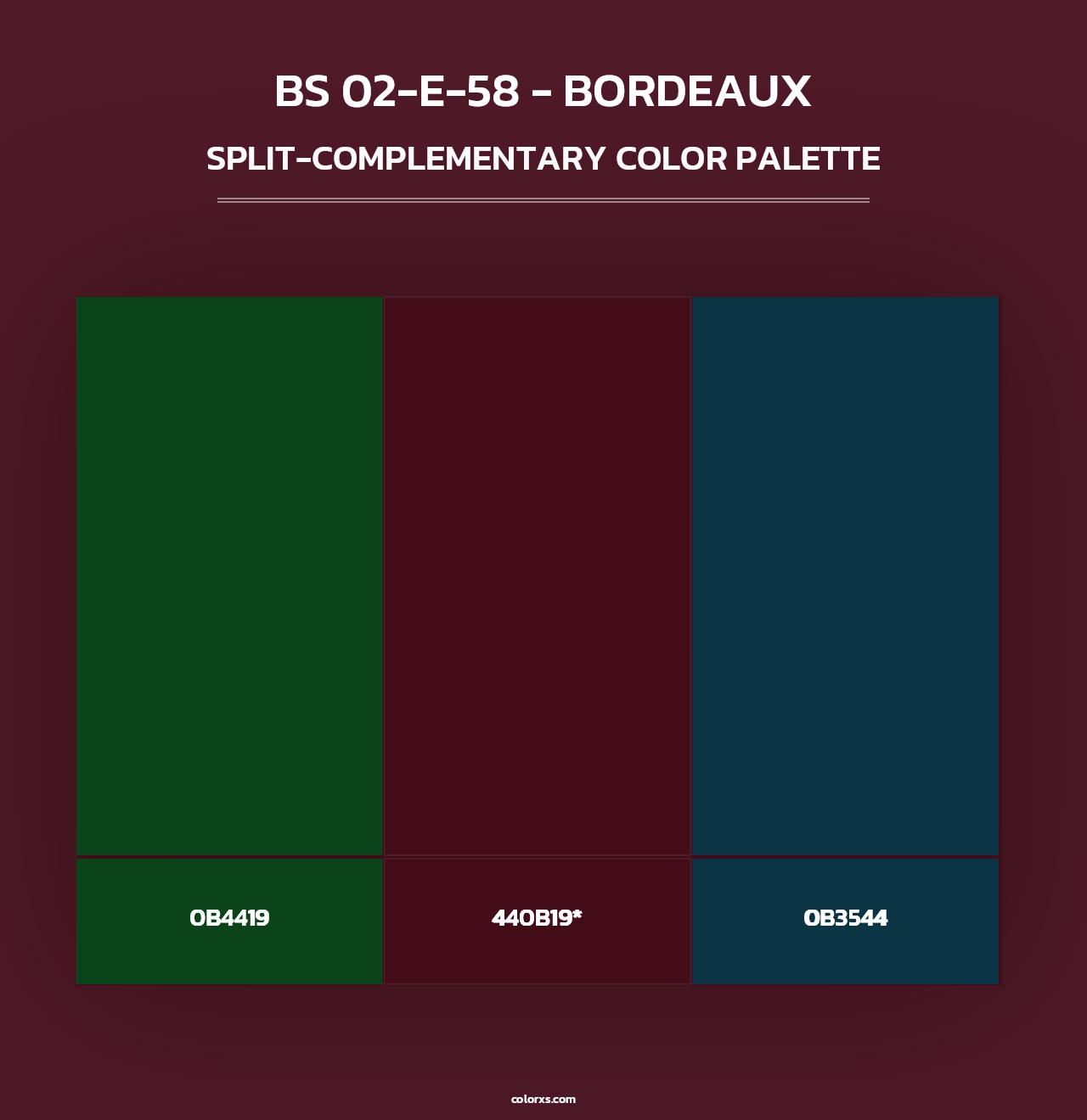 BS 02-E-58 - Bordeaux - Split-Complementary Color Palette