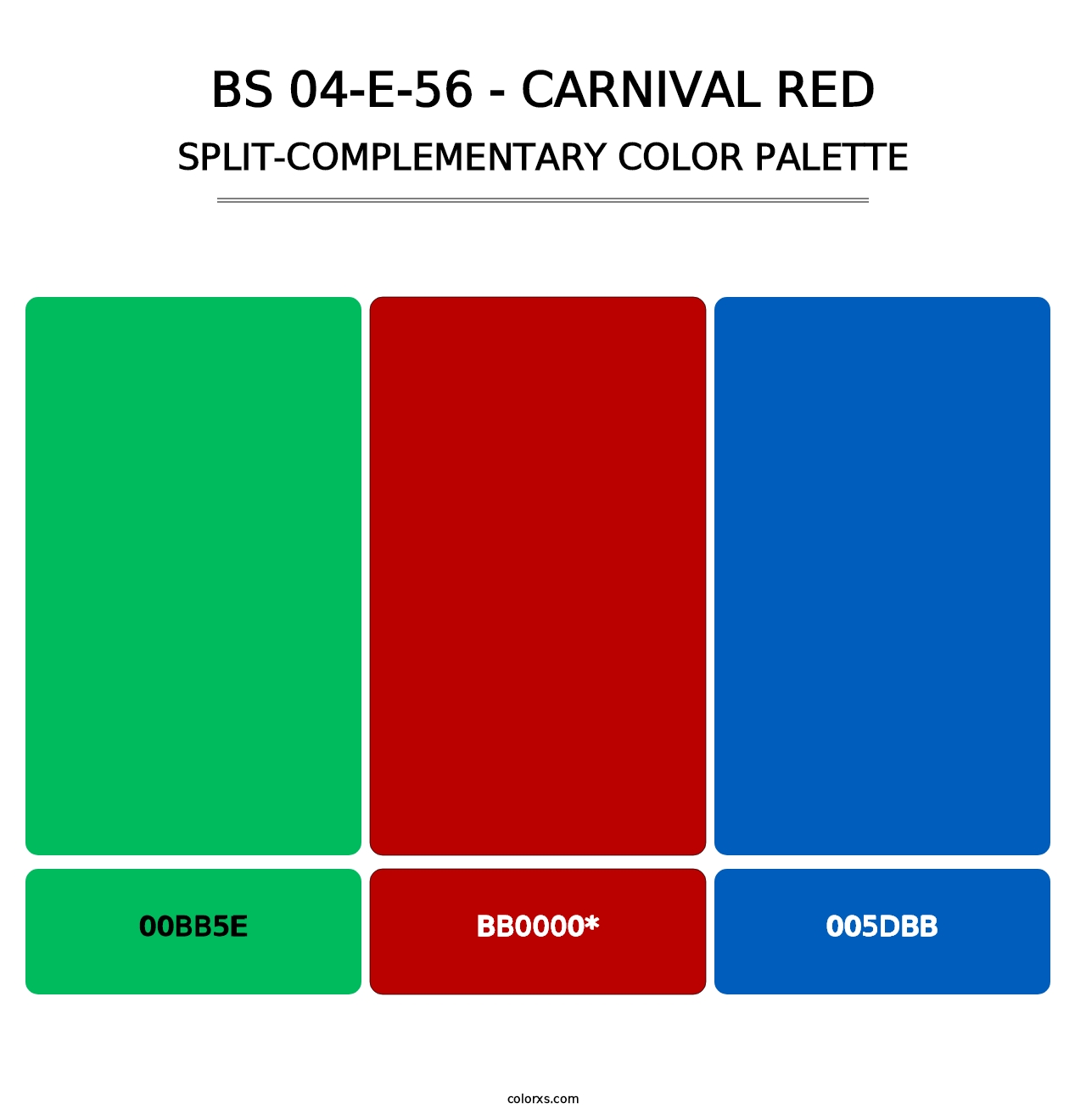 BS 04-E-56 - Carnival Red - Split-Complementary Color Palette