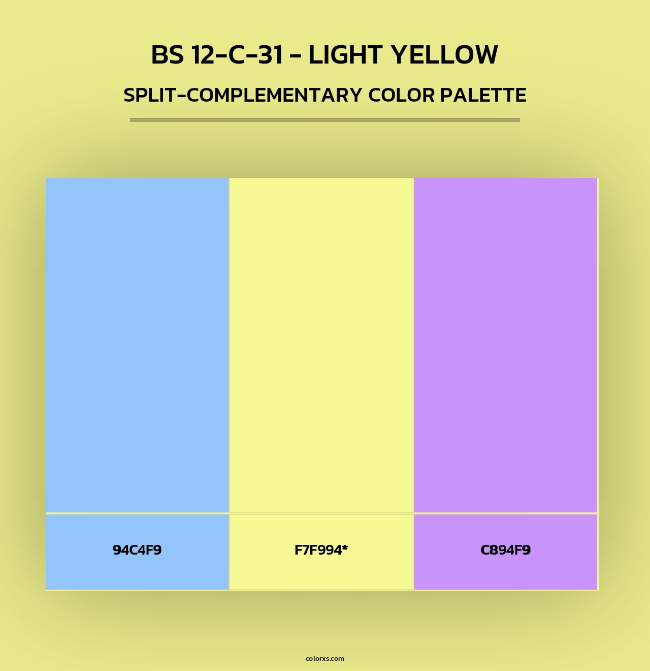 BS 12-C-31 - Light Yellow - Split-Complementary Color Palette