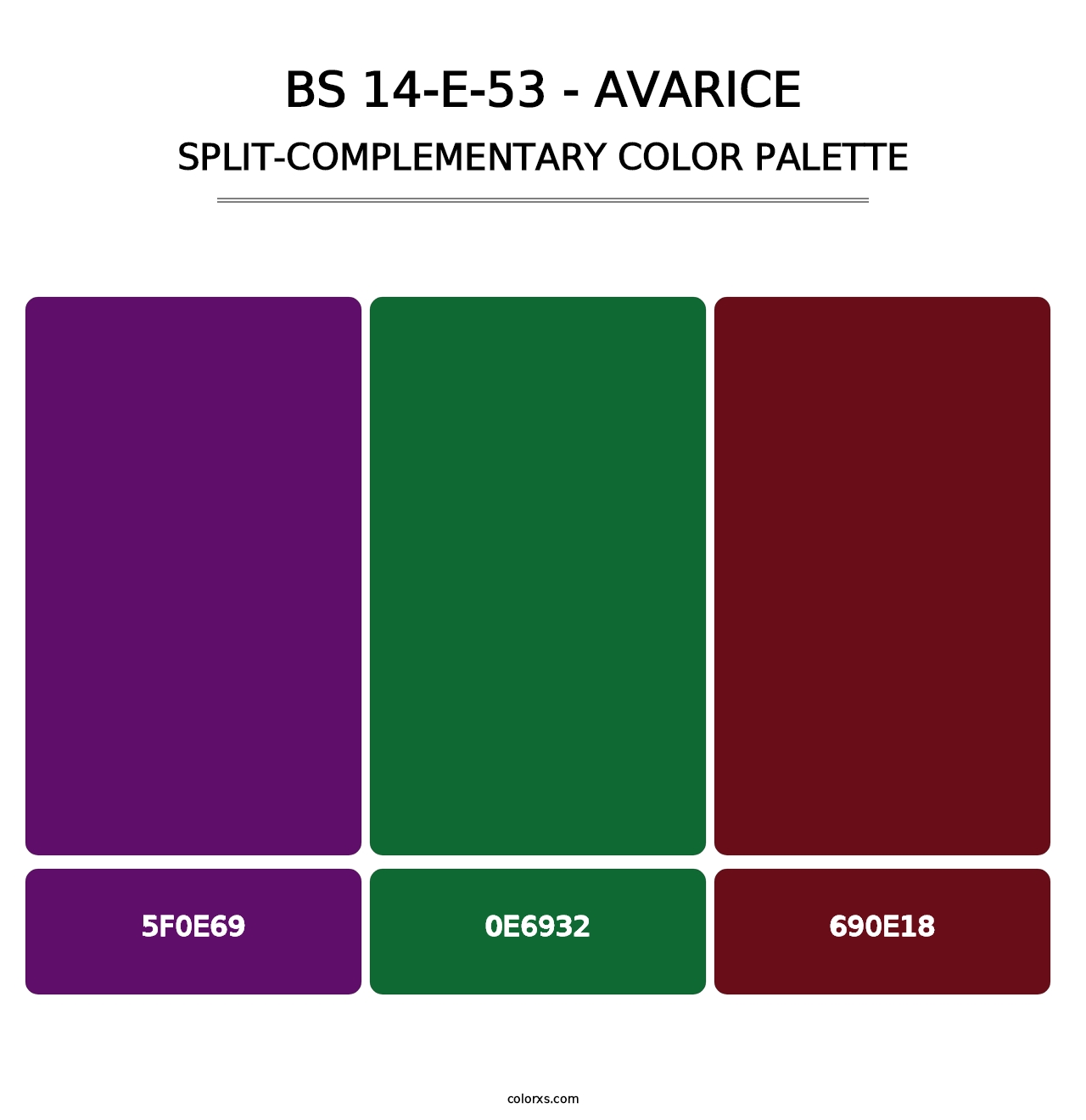 BS 14-E-53 - Avarice - Split-Complementary Color Palette