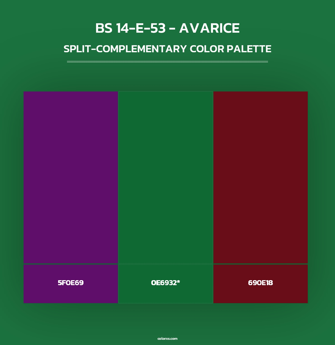 BS 14-E-53 - Avarice - Split-Complementary Color Palette
