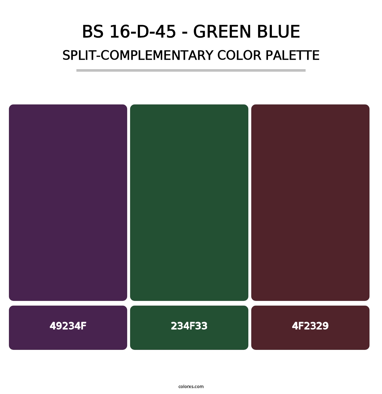 BS 16-D-45 - Green Blue - Split-Complementary Color Palette