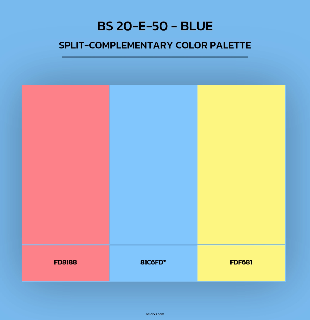 BS 20-E-50 - Blue - Split-Complementary Color Palette