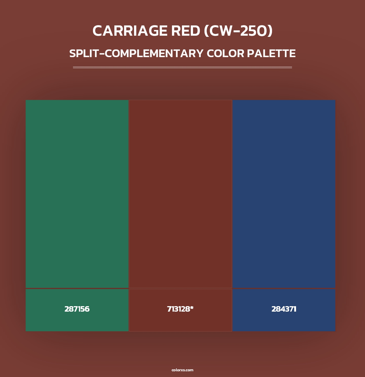 Carriage Red (CW-250) - Split-Complementary Color Palette