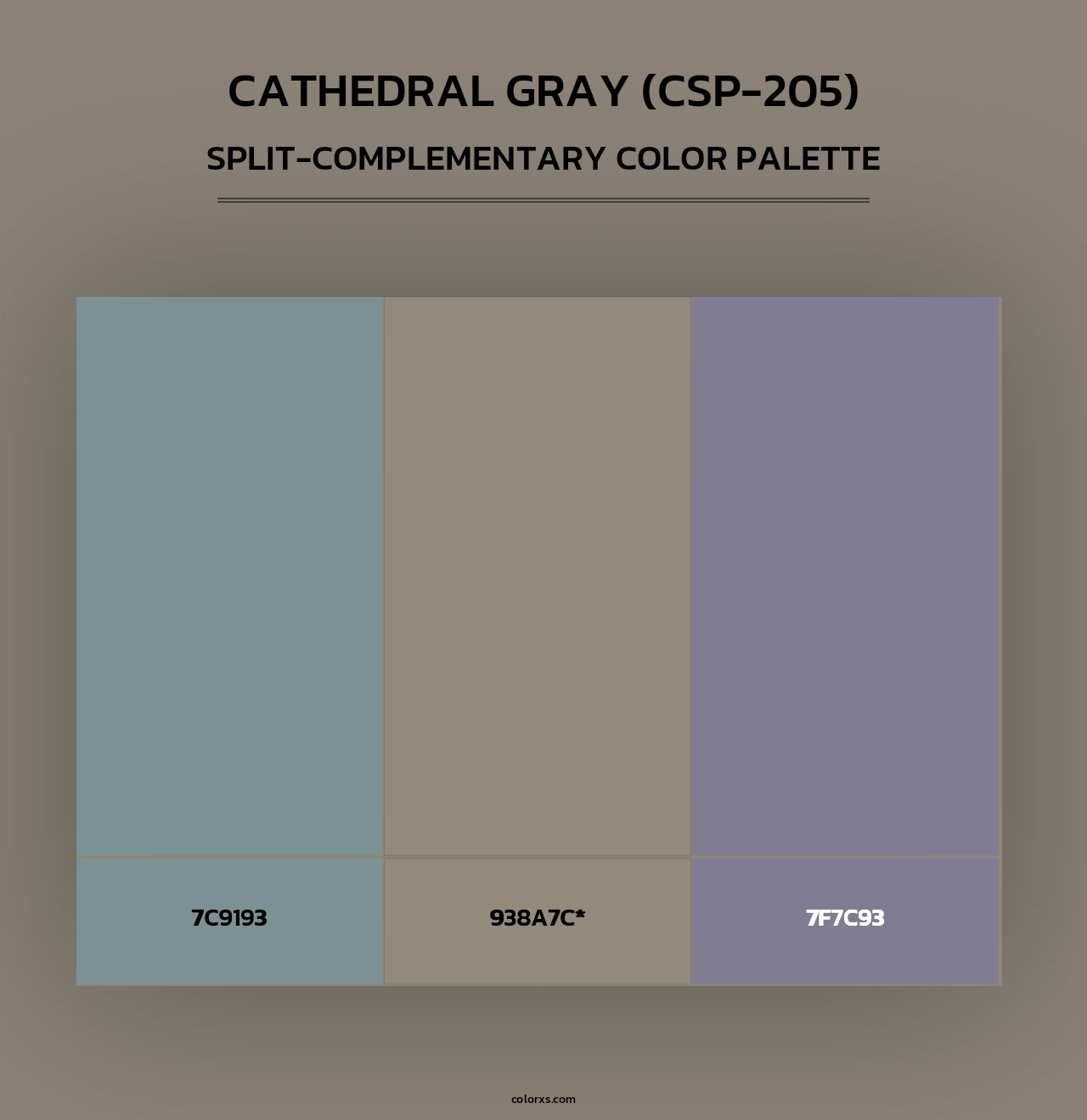 Cathedral Gray (CSP-205) - Split-Complementary Color Palette