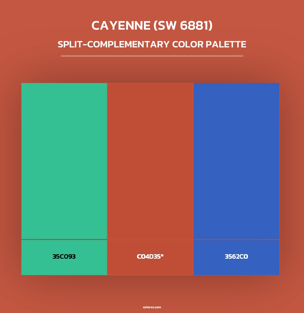 Cayenne (SW 6881) - Split-Complementary Color Palette