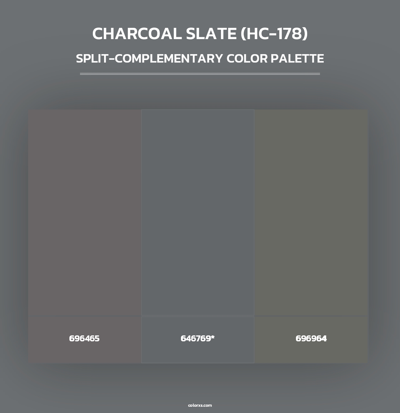 Charcoal Slate (HC-178) - Split-Complementary Color Palette