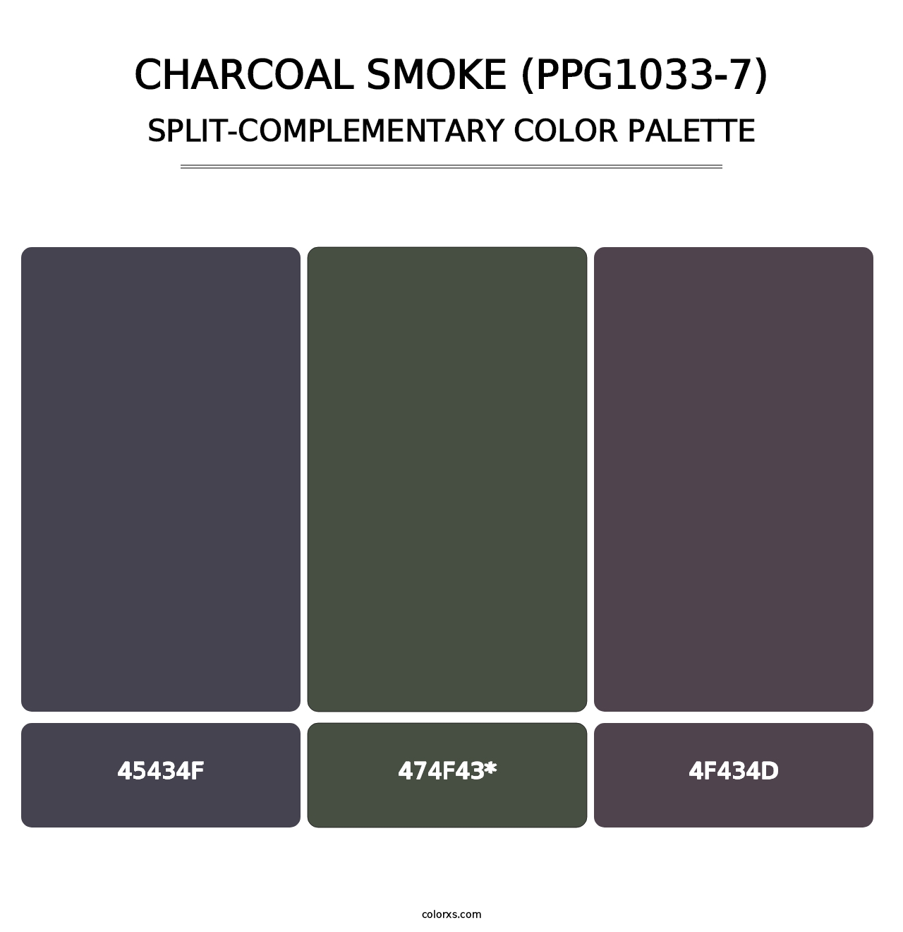 Charcoal Smoke (PPG1033-7) - Split-Complementary Color Palette