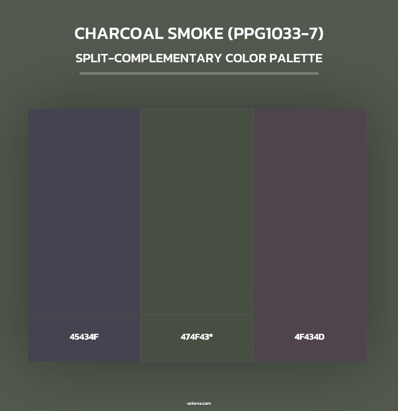 Charcoal Smoke (PPG1033-7) - Split-Complementary Color Palette