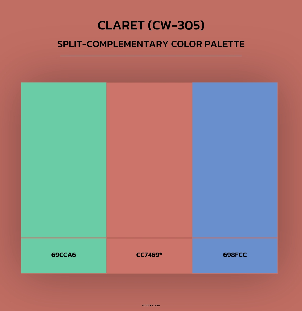 Claret (CW-305) - Split-Complementary Color Palette