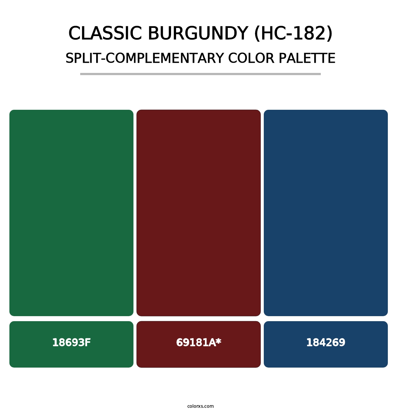 Classic Burgundy (HC-182) - Split-Complementary Color Palette