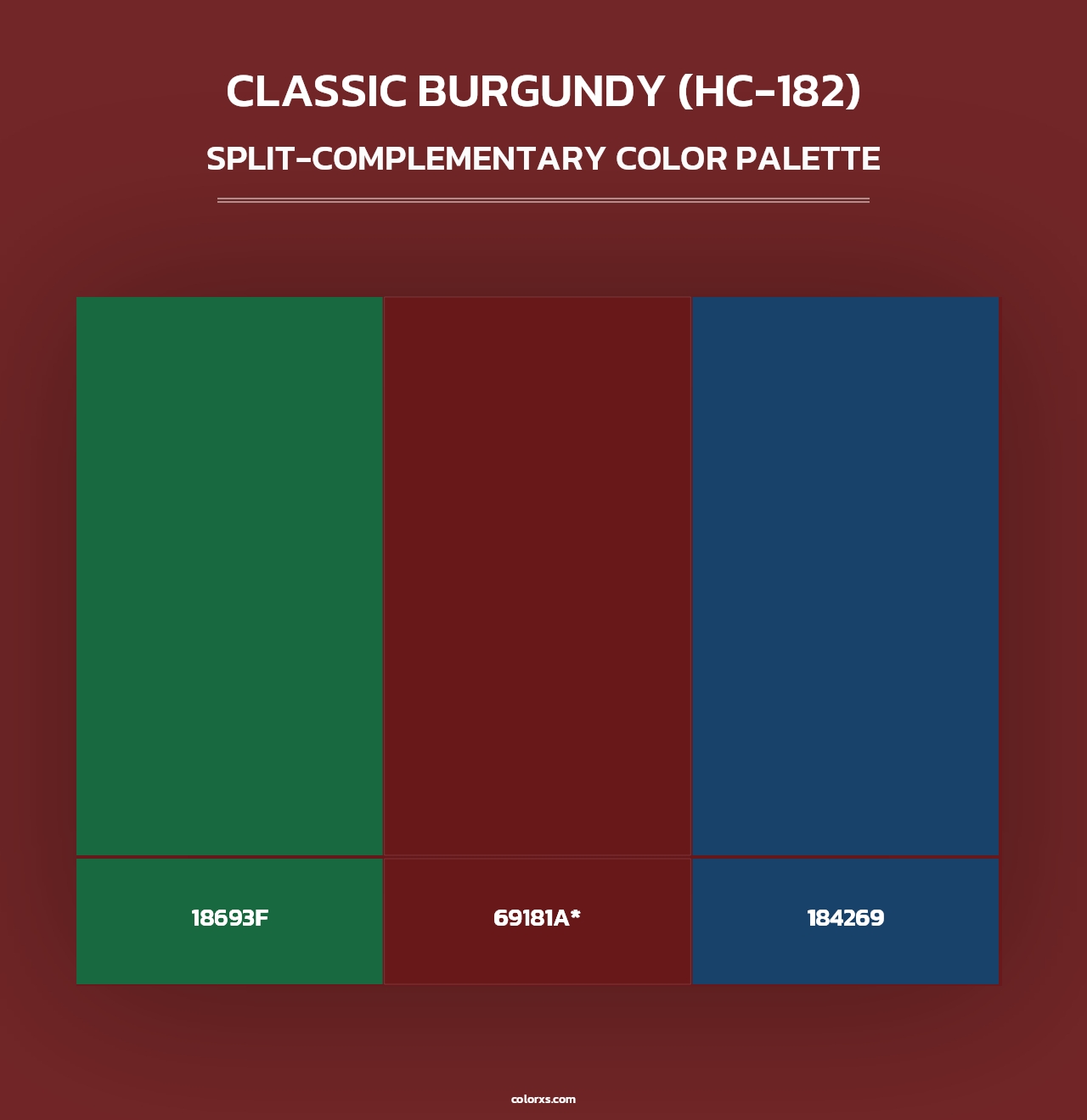 Classic Burgundy (HC-182) - Split-Complementary Color Palette