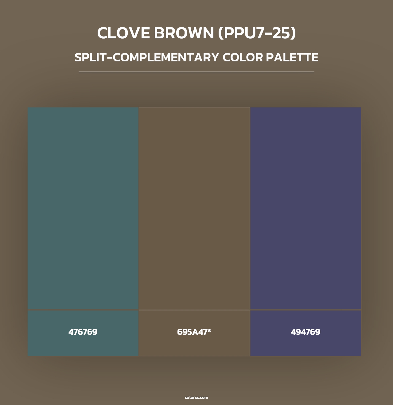 Clove Brown (PPU7-25) - Split-Complementary Color Palette