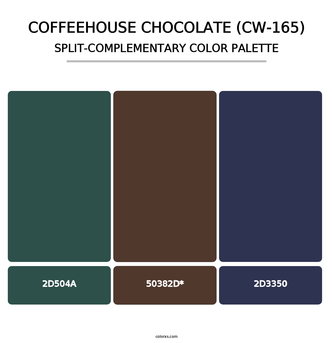 Coffeehouse Chocolate (CW-165) - Split-Complementary Color Palette