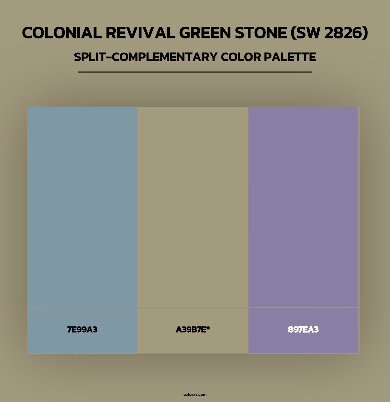 Colonial Revival Green Stone (SW 2826) - Split-Complementary Color Palette