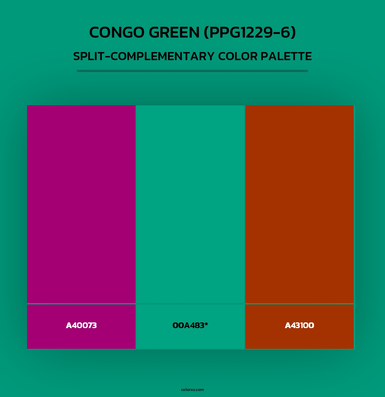 Congo Green (PPG1229-6) - Split-Complementary Color Palette