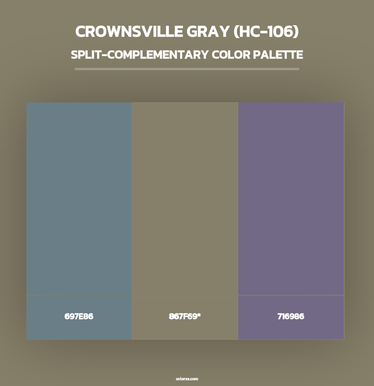Crownsville Gray (HC-106) - Split-Complementary Color Palette