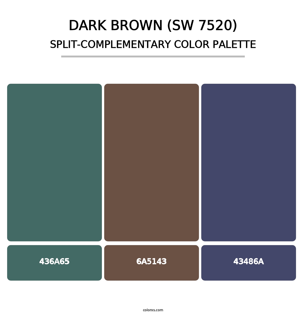 Dark Brown (SW 7520) - Split-Complementary Color Palette