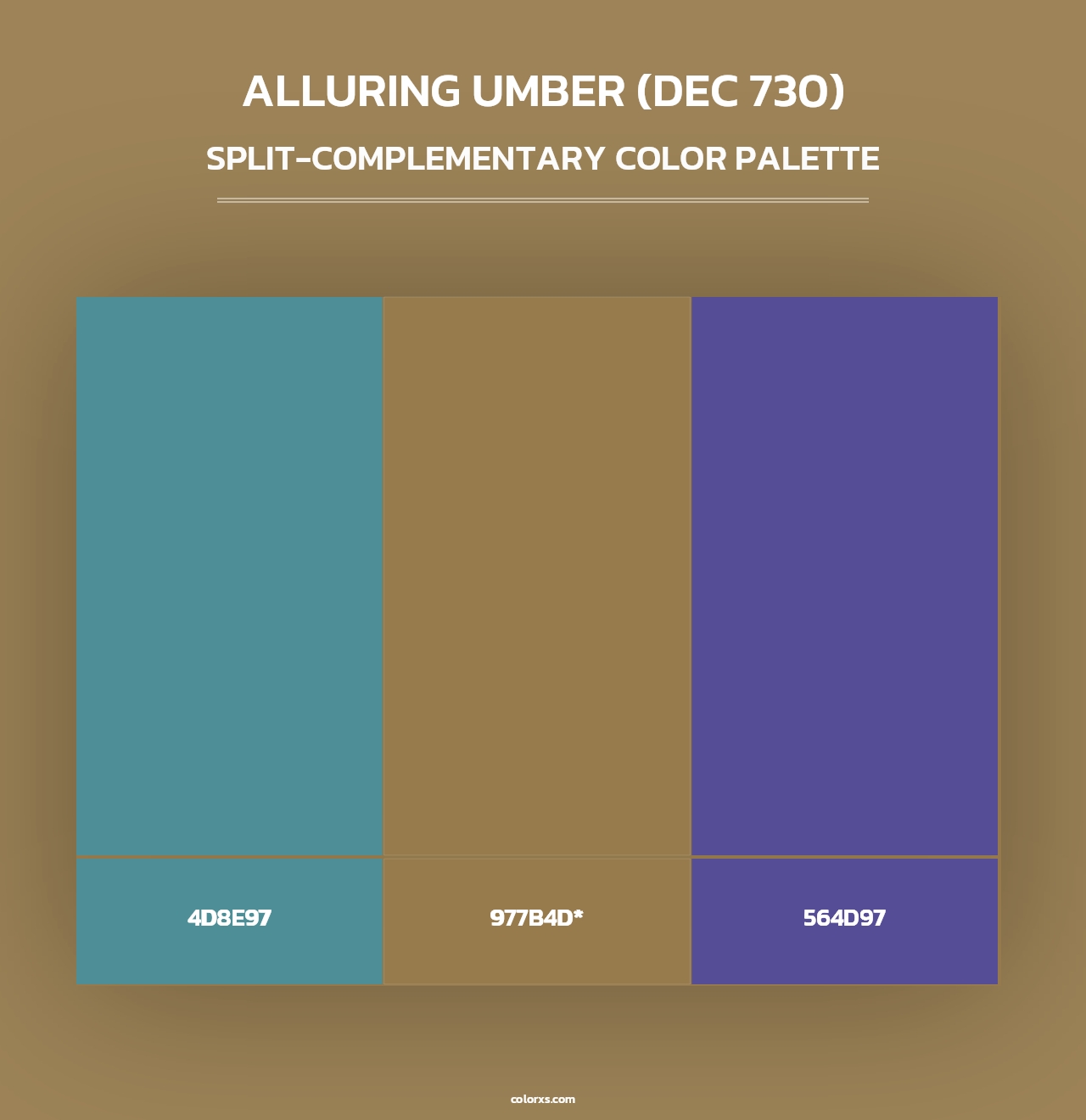 Alluring Umber (DEC 730) - Split-Complementary Color Palette
