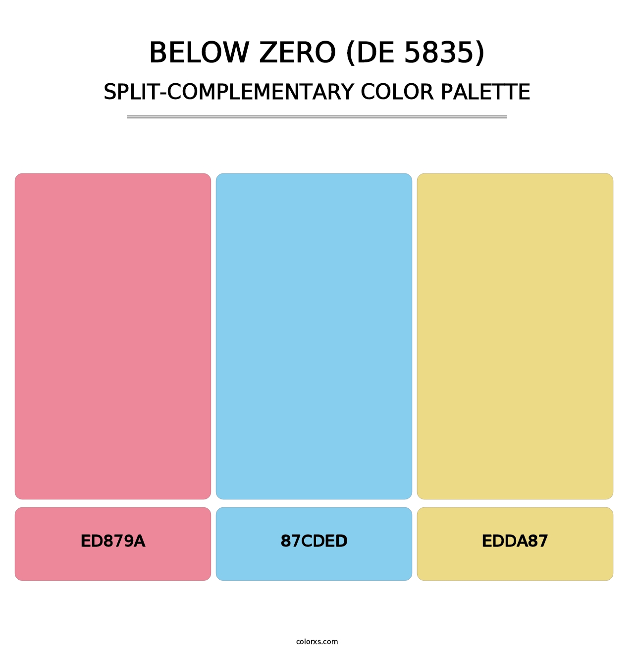 Below Zero (DE 5835) - Split-Complementary Color Palette