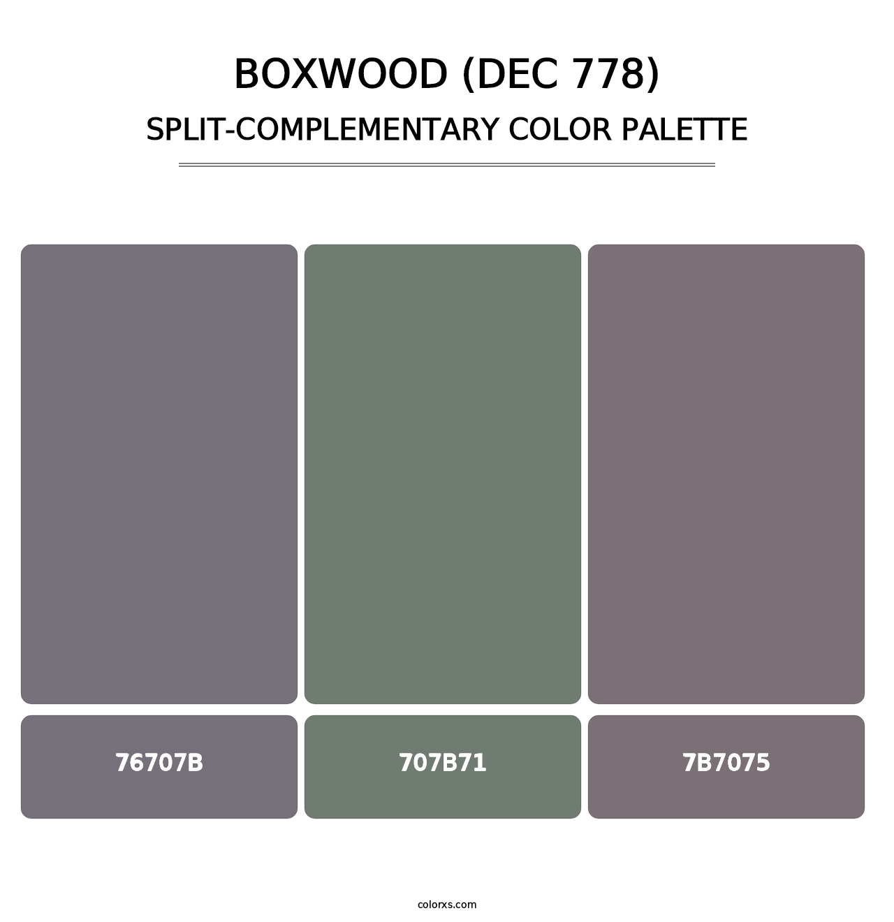 Boxwood (DEC 778) - Split-Complementary Color Palette