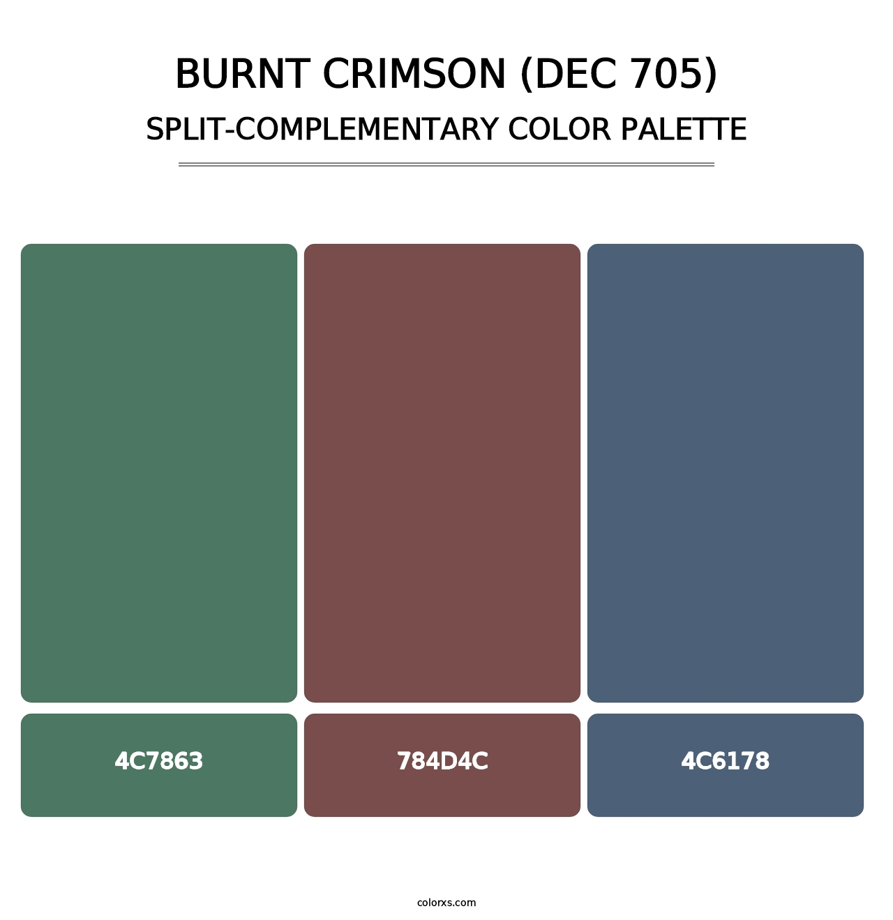 Burnt Crimson (DEC 705) - Split-Complementary Color Palette