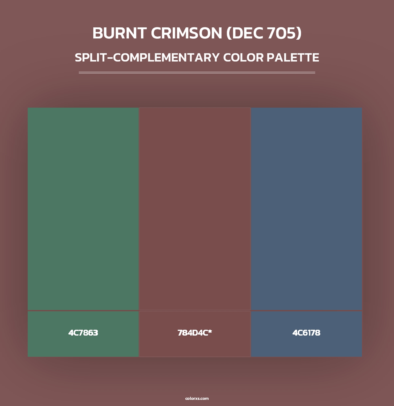 Burnt Crimson (DEC 705) - Split-Complementary Color Palette