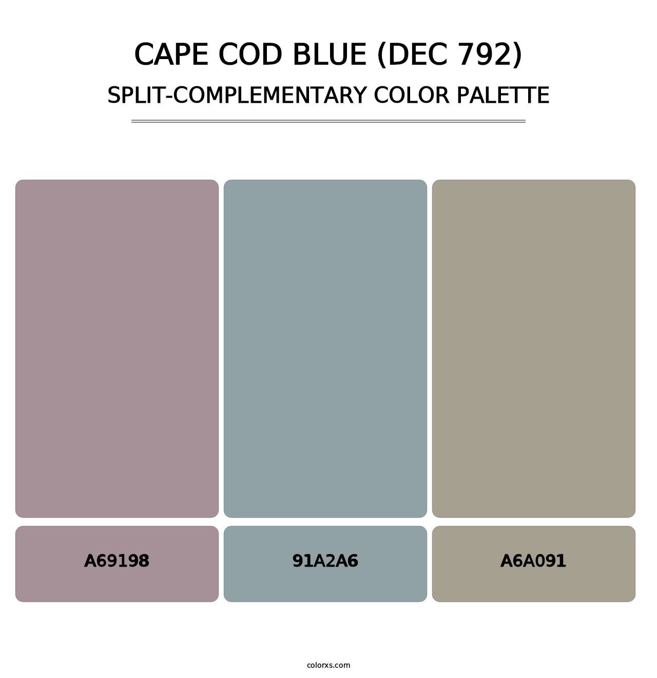 Cape Cod Blue (DEC 792) - Split-Complementary Color Palette