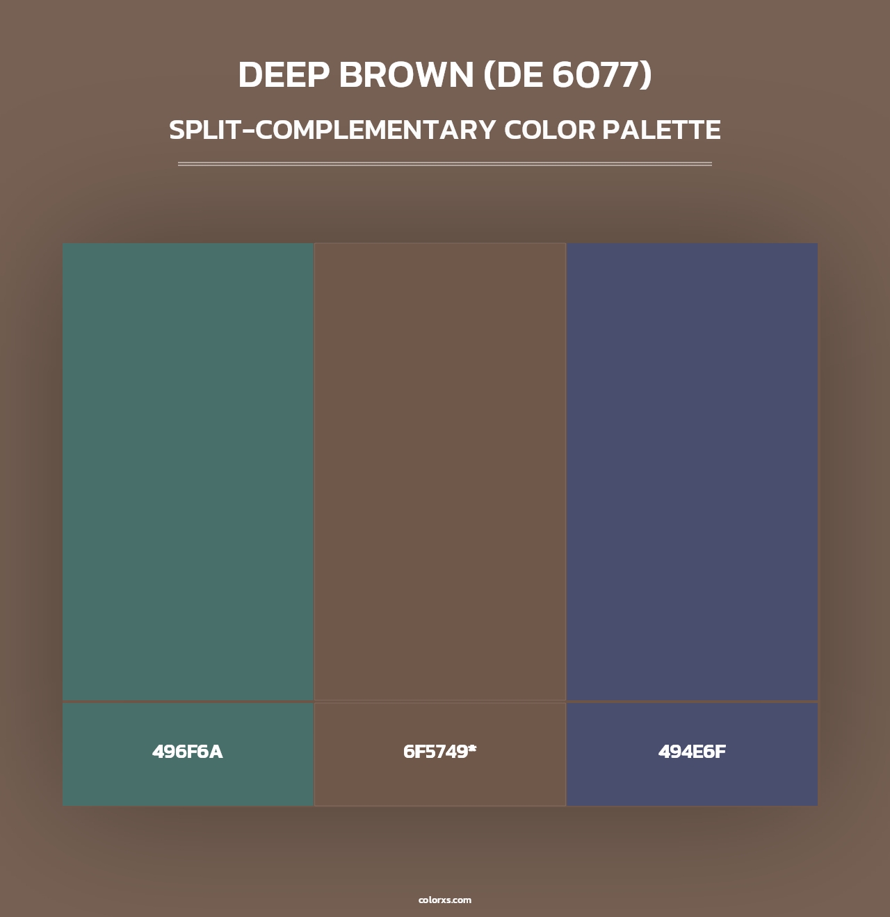 Deep Brown (DE 6077) - Split-Complementary Color Palette