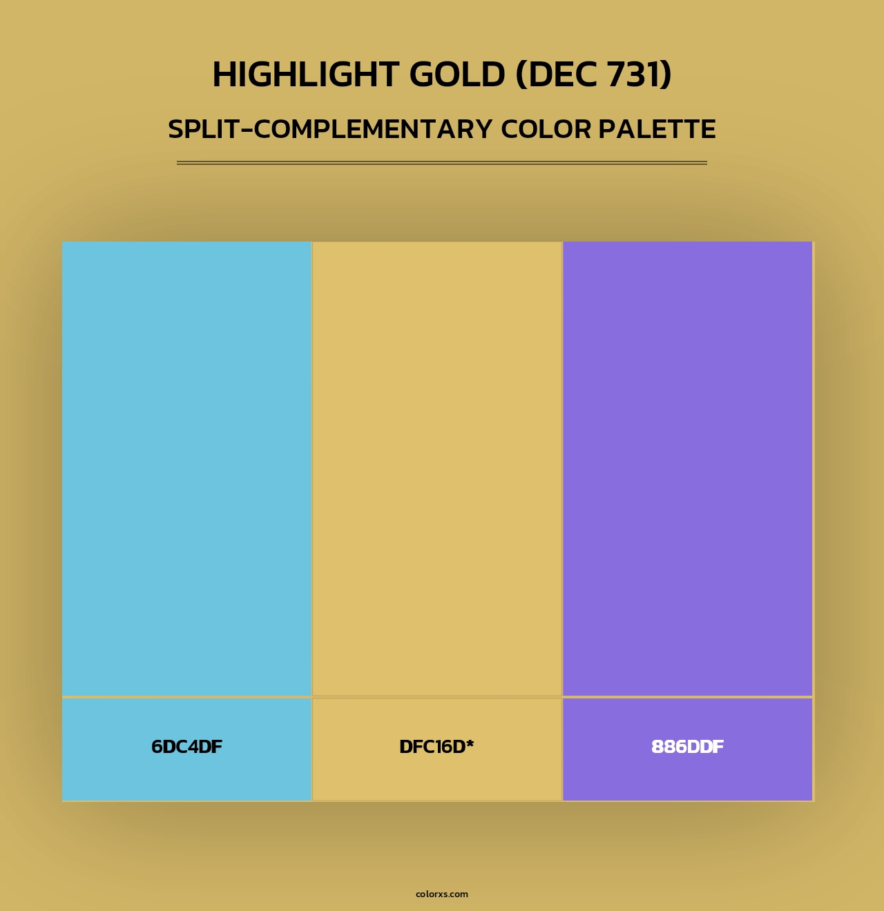 Highlight Gold (DEC 731) - Split-Complementary Color Palette