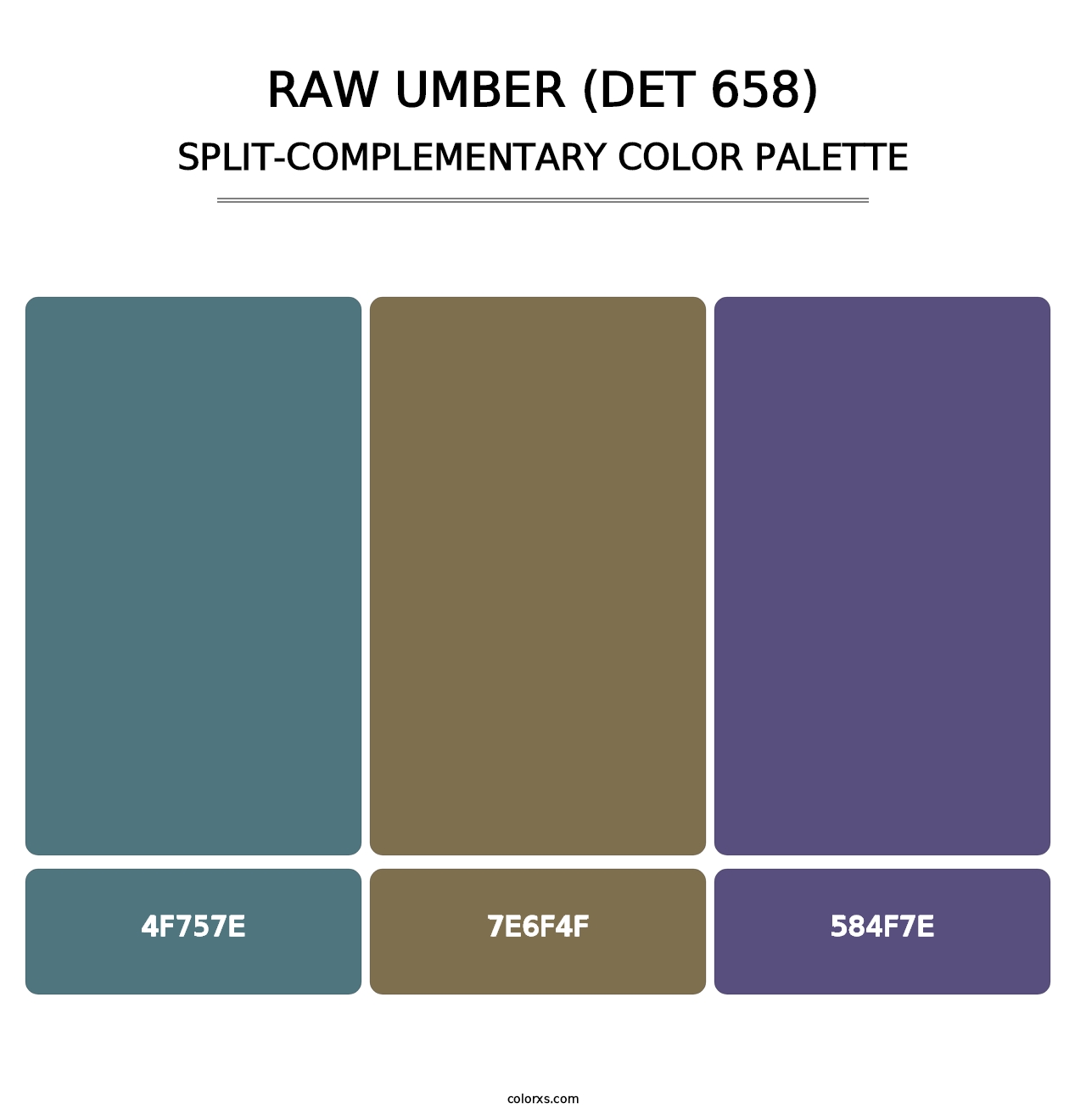 Raw Umber (DET 658) - Split-Complementary Color Palette