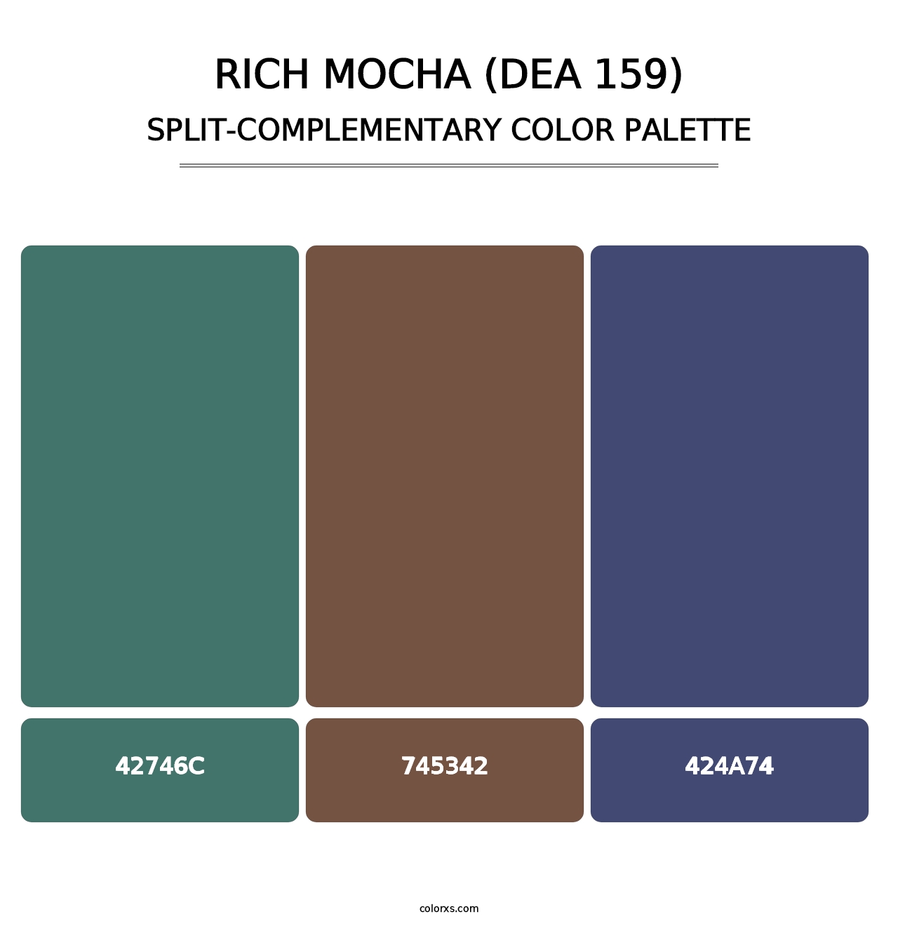 Rich Mocha (DEA 159) - Split-Complementary Color Palette