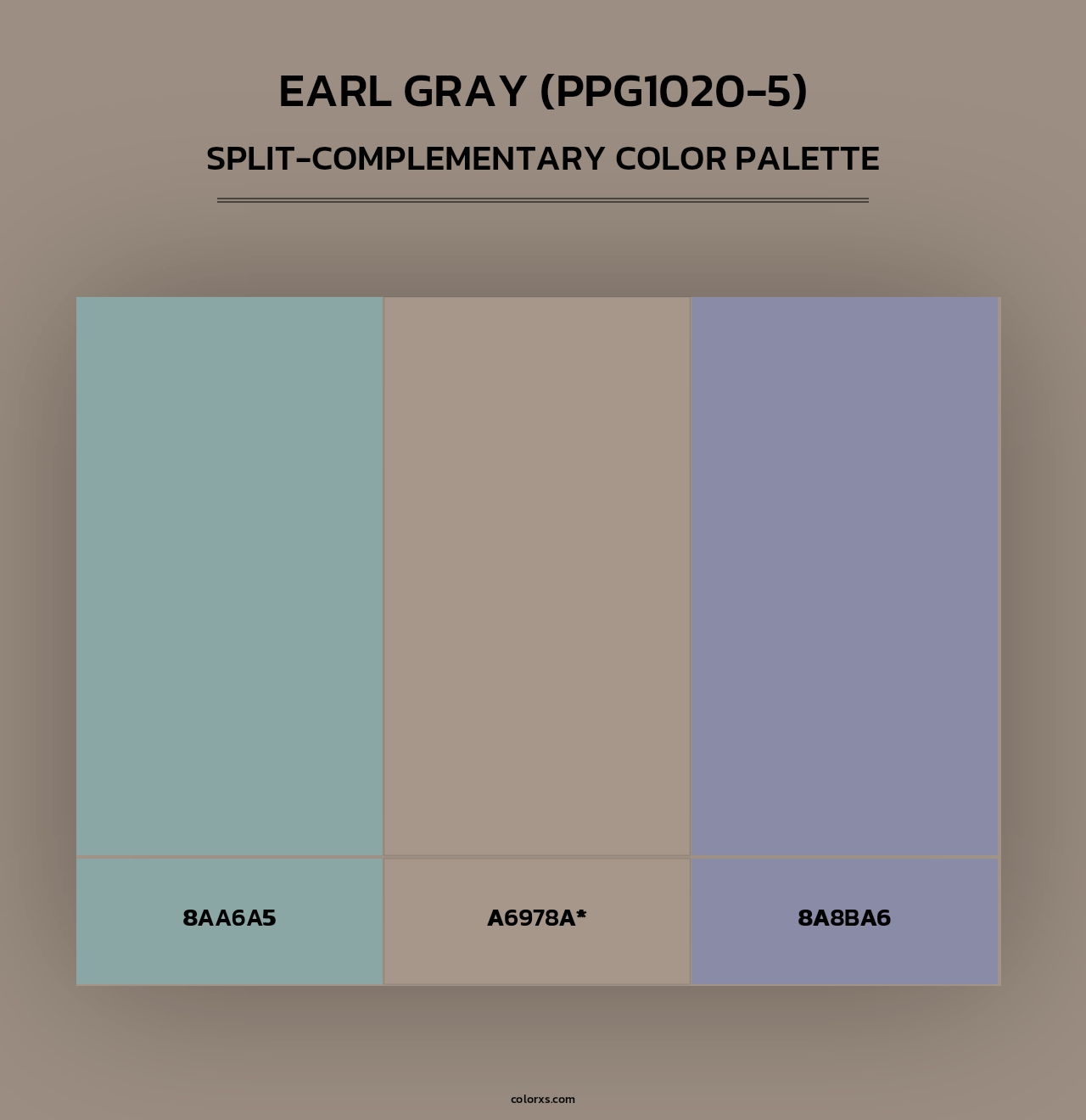 Earl Gray (PPG1020-5) - Split-Complementary Color Palette