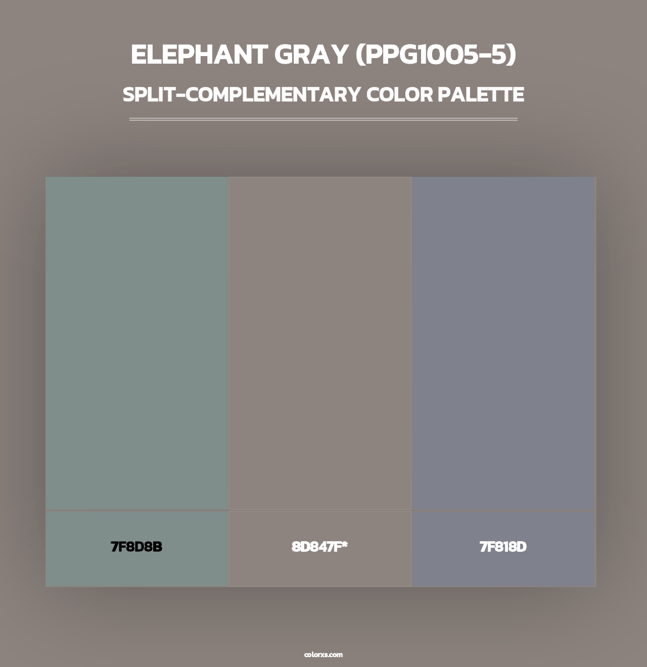Elephant Gray (PPG1005-5) - Split-Complementary Color Palette