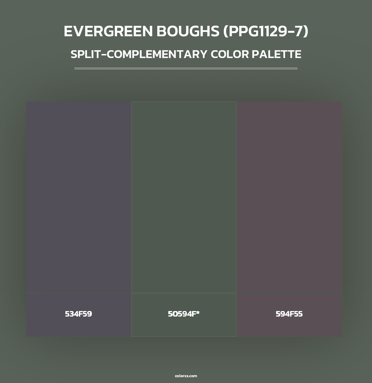 Evergreen Boughs (PPG1129-7) - Split-Complementary Color Palette